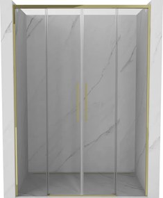 Mexen Rox, posuvné sprchové dvere 150 cm, číre sklo, zlatý profil, 8C2-150-002-50-00