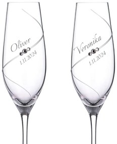 Svadobné poháre na šampanské Silhouette City s kamienkami Swarovski 210 ml 2KS