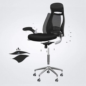 Kancelárska stolička s podrúčkami, ergonomické kreslo, čierne