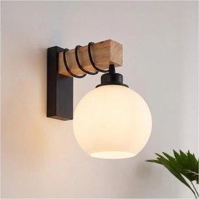 BRILAGI - Nástenné svietidlo WOOD GLASS 1xE27/60W/230V borovica/čierna/biela