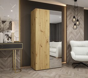 Šatníková skriňa 100 cm Mirabella 2 (dub artisan + kašmír). Akcia -19%. Vlastná spoľahlivá doprava až k Vám domov. 1126392