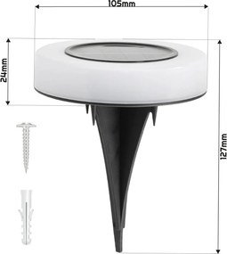 BERGE LED solárna záhradná lampa - IP44 - biela