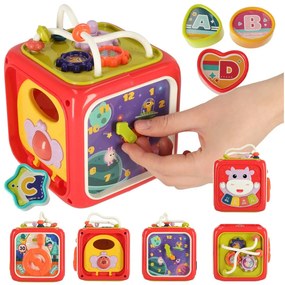 KIK Vzdelávacia senzorická kocka 6v1 Montessori triedič