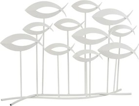Biela kovová dekorácia rybiek na podstavci - 65 * 10 * 48,5 cm