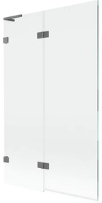 Mexen Lunar L, 2-krídlová vaňová zástena ľavá 110 x 150 cm, číre sklo, grafitová, 897L-110-100-95-00-L