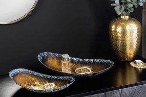 Sada 2 dekoratívnych misiek Abadir v zlatom tepanom dizajne s patinou