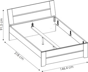 Sconto Posteľ ANGEL 91 dub craft biely, 140x200 cm