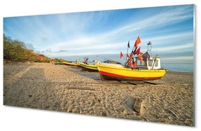 Sklenený obraz Gdańsk Beach lode sea 140x70 cm