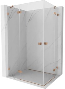Mexen Lunar Duo, výklopný sprchový kút 120 x 95 cm, 8mm číre sklo, profil medená matná, 834-120L-095P-65-00