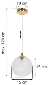 Závesne svietidlo Cannes, 1x číre sklenené tienidlo (fi 15 cm), G
