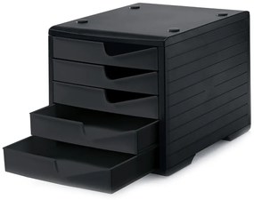 Triediaci box, 5 zásuviek, čierna/čierna