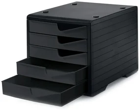 Triediaci box, 5 zásuviek, čierna/čierna