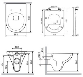 Závesné WC AM.PM Hit CTA1700SC bezokrajové, so sedadlom Microlift, biele