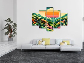 Obraz - Pestrofarebný západ slnka (150x105 cm)