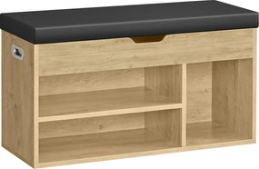 Botník s lavicou a čiernym sedákom z eko kože TAYLOR ARTISAN 80x30x44 cm