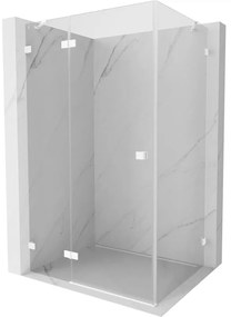 Mexen Lunar, 1-krídlový sprchový kút, ľavý, 100 x 80 cm, 8mm číre sklo, biely profil, 834-100-080-20-00-L