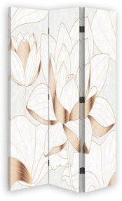 Ozdobný paraván Lotosový květ hnědý - 110x170 cm, trojdielny, obojstranný paraván 360°