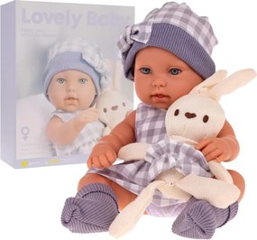 Bábika Lovely Baby s košíkom a zajačikom fialová