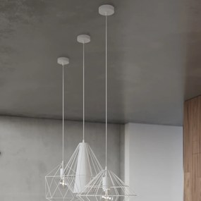 Závesné svietidlo Demi, 1x biele drôtené tienidlo