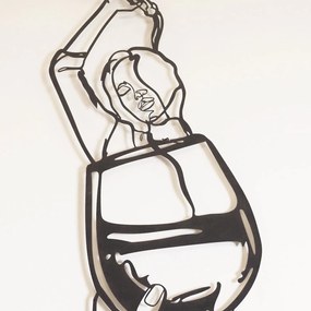 Glass of Wine Girl Line Art- APT749 M