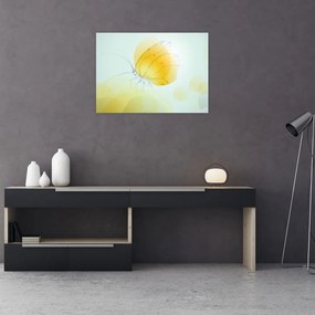 Sklenený obraz - Žltý motýľ (70x50 cm)