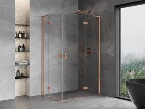 Mexen Mist-H L Duo, 2-krídlový sprchový kút 90 x 115 cm, číre sklo, medený matný profil, 8A5L-090L-115P-65-00