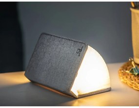 Sivá LED stolová lampa s textilným tienidlom (výška 2,5 cm) Booklight – Gingko