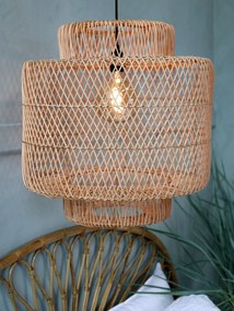 Prírodné antik závesné svetlo s ratanovým tienidlom Lamp rattan - Ø 50*54cm/ E27/ 40W