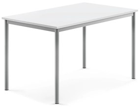 Stôl SONITUS, 1200x800x720 mm, HPL - biela, strieborná