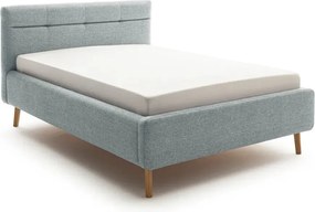 Sivomodrá čalúnená dvojlôžková posteľ s úložným priestorom s roštom 140x200 cm Lotte – Meise Möbel