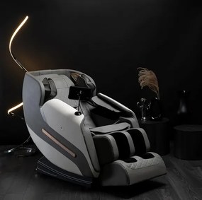 Masážne kreslo GALACTICO  sivé, ekokoža, anglické menu