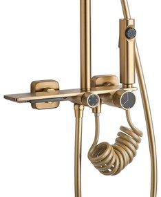 Rea Helix, nástenný sprchový set s termostatickou batériou a bidetovou spŕškou, zlatá matná, REA-P6621