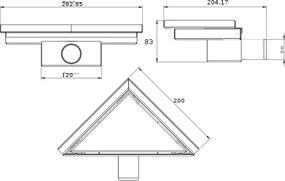 Mexen Flat, rohový sprchový žľab 20 x 20 cm, biela, 1210320