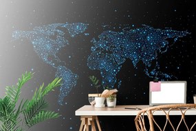 Samolepiaca tapeta mapa sveta s nočnou oblohou - 150x100