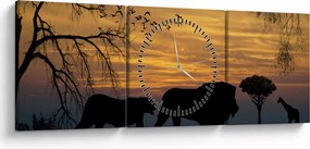 Obraz Safari (s hodinami) (90x30 cm)