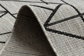 Behúň SIZAL FLOORLUX 20605 trojuholníky geometrický - strieborný, čierny
