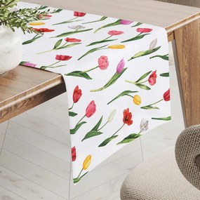 Biante Bavlnený behúň na stôl Sandra SA-506 Tulipány na bielom 45x140 cm