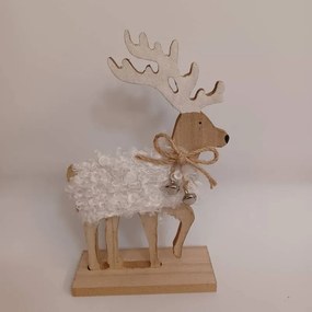 DECOLED Drevený jeleň, 12,5 x 20,5 cm, biely