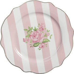 Bielo-ružový dezertný tanier s ružičkami Sweet Roses - Ø 20*2 cm