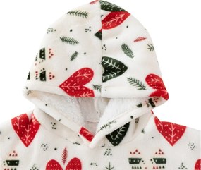 Baránková mikinová deka s rukávmi a kapucňou WINTER HEARTS, farebná