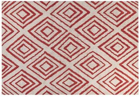 Bavlnený koberec 160 x 230 cm krémová biela/červená HASKOY Beliani