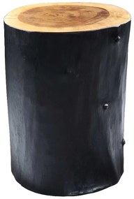 DUKA Okrúhly puf v tvare pňa z prírodného dreva čierny 31219