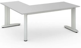 Rohový kancelársky písací stôl PRIMO FLEXIBLE, 1800 x 1600 mm, sivá