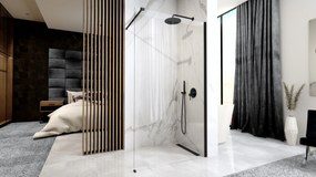 Rea AERO, sprchová zástena WALK IN, 1-krídlová, 90 x 195 cm, čierna matná-transparentná, REA-K7581