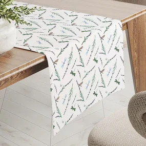 Biante Bavlnený behúň na stôl Sandra SA-560 Vážky a levandule na bielom 20x120 cm