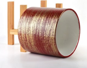 Keramický kvetináč na stojane Ava červeno-zlatý