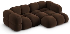 Tmavohnedá zamatová rohová pohovka (pravý roh/s leňoškou) Loretto – Cosmopolitan Design