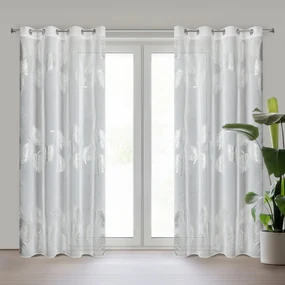 EUROFIRANY ZÁCLONA NA KRÚŽKOCH IDALIA 140X250 CM LISTY