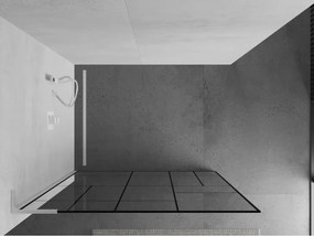 Mexen Kioto L, sprchová zástena Walk-In 70 x 200 cm, 8mm číre sklo čierny vzor, biely profil, 800-070-103-20-78