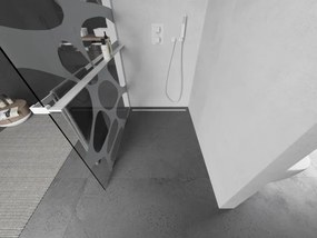 Mexen Kioto+, sprchová zástena Walk-In s poličkou a vešiakom 80 x 200 cm, 8mm číre sklo biely vzor, biely profil, 800-080-121-20-97